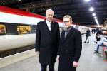 Jack with the Secretary of State for Transport at Stoke station