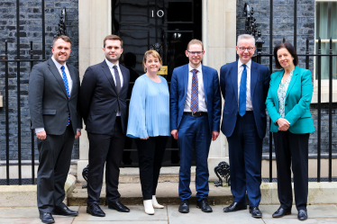 Stoke-on-Trent MPs and council leaders with Michael Gove outside 10 Downing Street